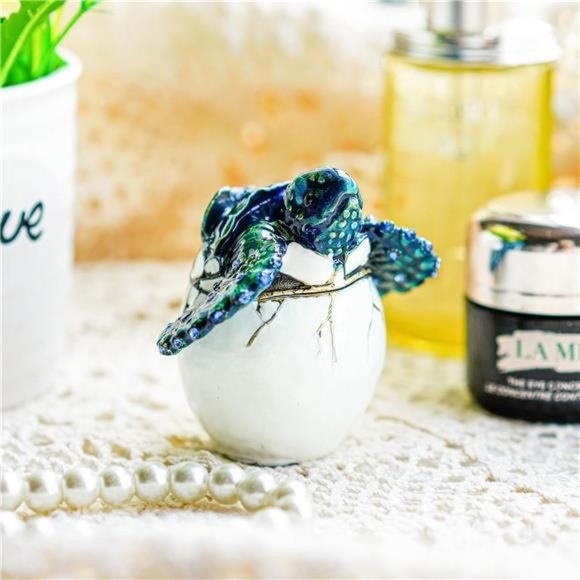 Hatching Turtle Trinket Box Hinged Crystals Bejeweled Enameled Vintage Jewelry - Picture 6 of 6